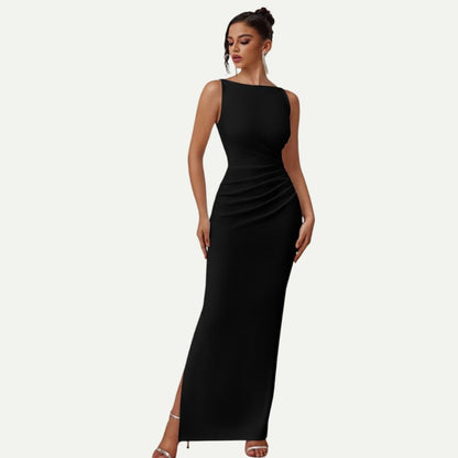 Off-Shoulder Slit Maxi Dress