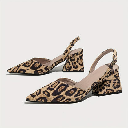 Leopard Print Pointed-Toe Sandals