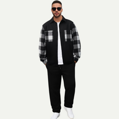 Men's Plaid Shirt & Drawstring Pants Set