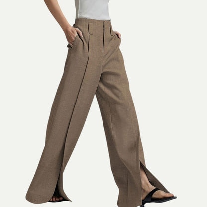 Women's Wide Leg Slit Hem Pants