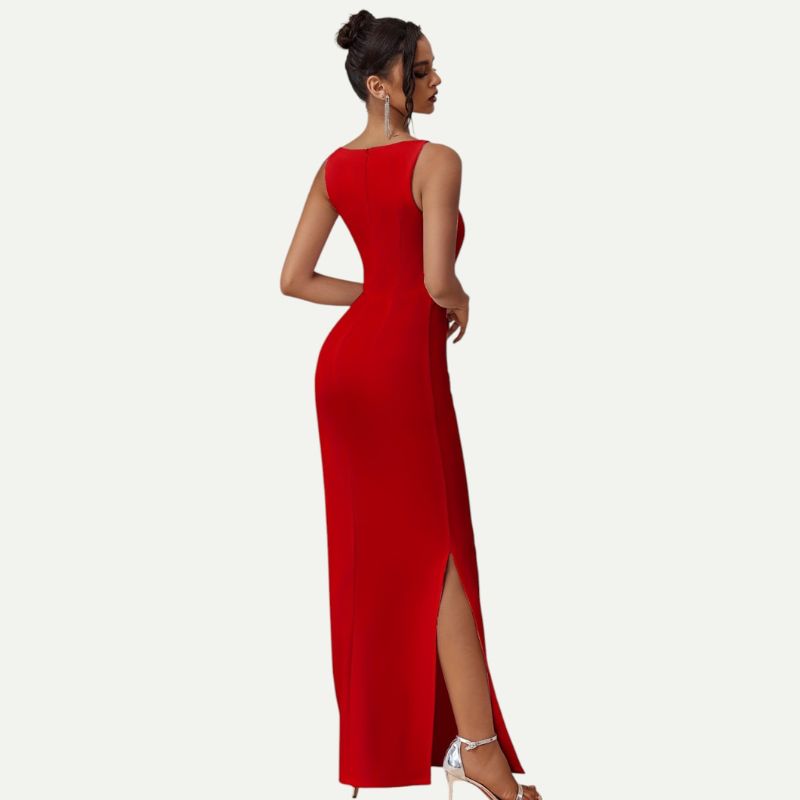 Off-Shoulder Slit Maxi Dress