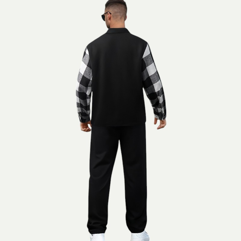 Men's Plaid Shirt & Drawstring Pants Set