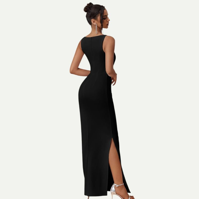 Off-Shoulder Slit Maxi Dress